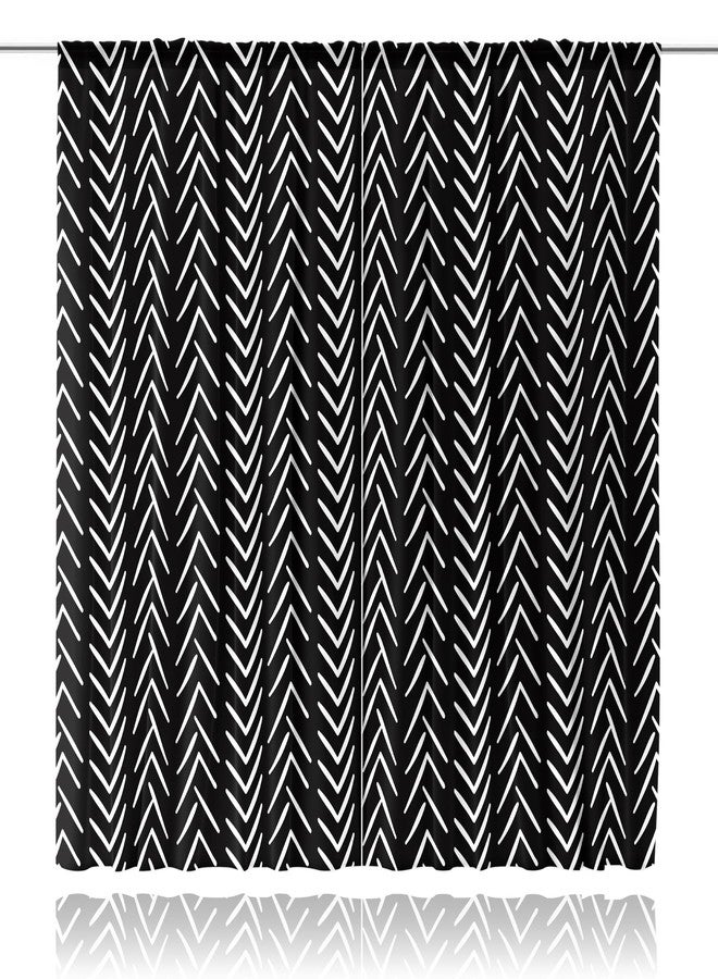 MESHELLY Black and White Curtains 42W x 63H Inch Chevron Curtains Big Arrows Trial Herringbone Geometric Zigzag Monochrome Boho Pattern Rod Pocket Men Living Room Bedroom Window Drapes Fabric 2 Panel - Image 3