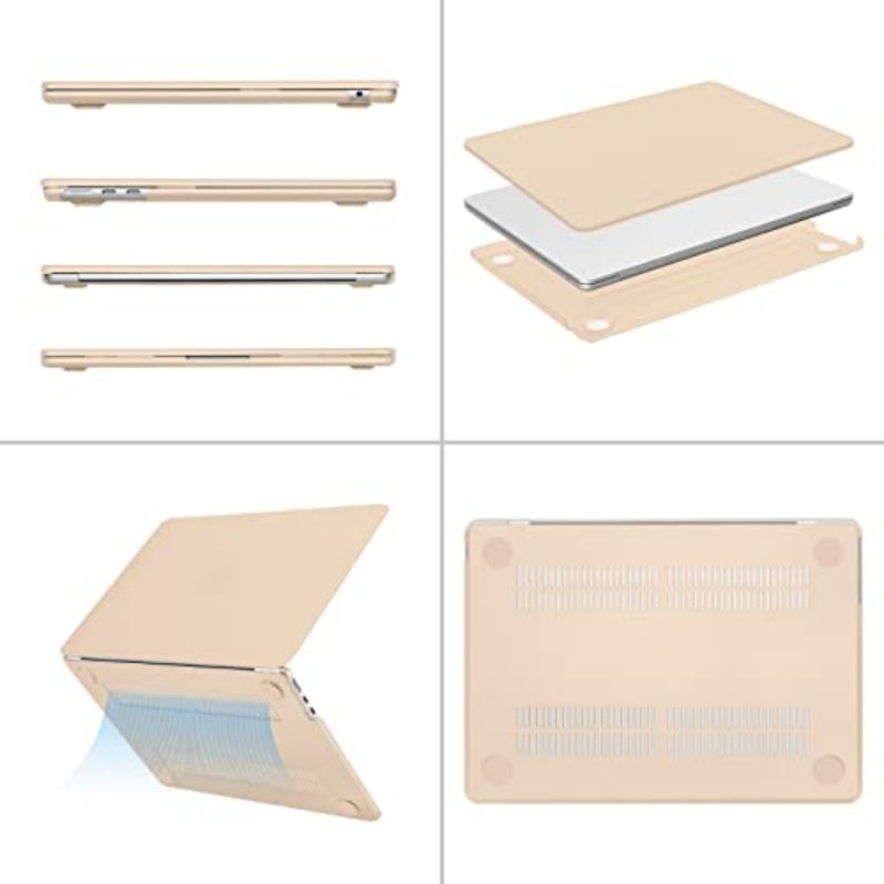 MacBook Air 13 inch case for 2026/2025/2024-2022 models, apricot hard shell with keyboard cover, screen film and pouch - Image 5