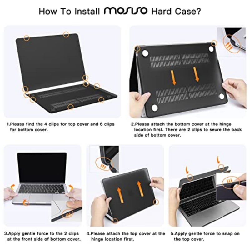 MacBook Air 13 inch case for 2026/2025/2024-2022 models, apricot hard shell with keyboard cover, screen film and pouch - Image 3