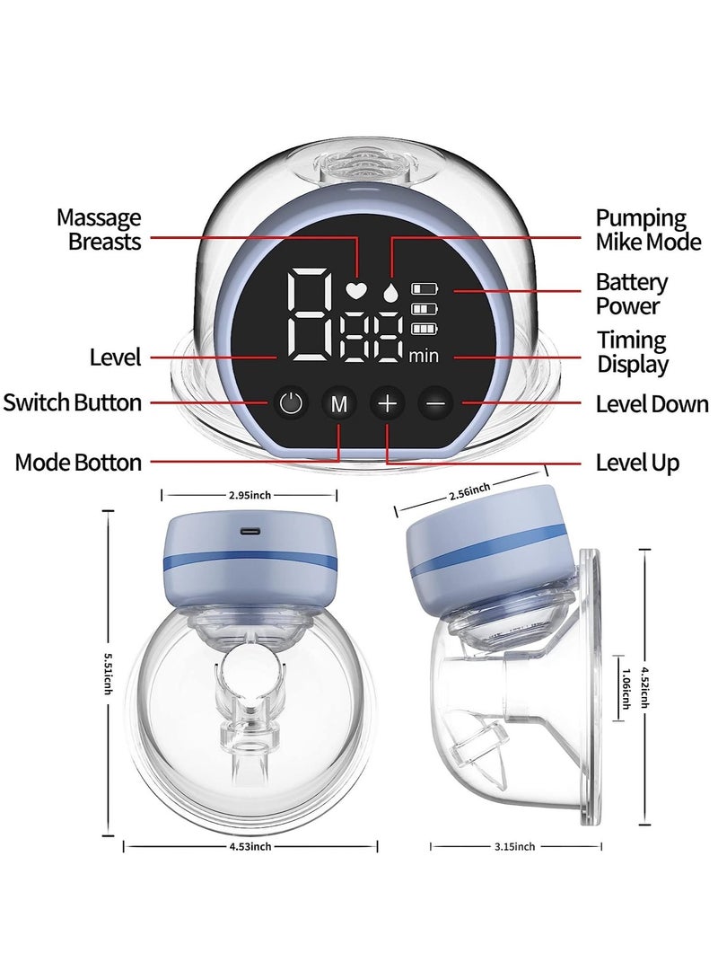 Arabest Breast Pump,Portable Breast Pump,Wearable Breast Pump,Hands Free Electric Breast Pump,Painless Breastfeeding Breastpump Can Be Worn in-Bra,Blue - Image 2