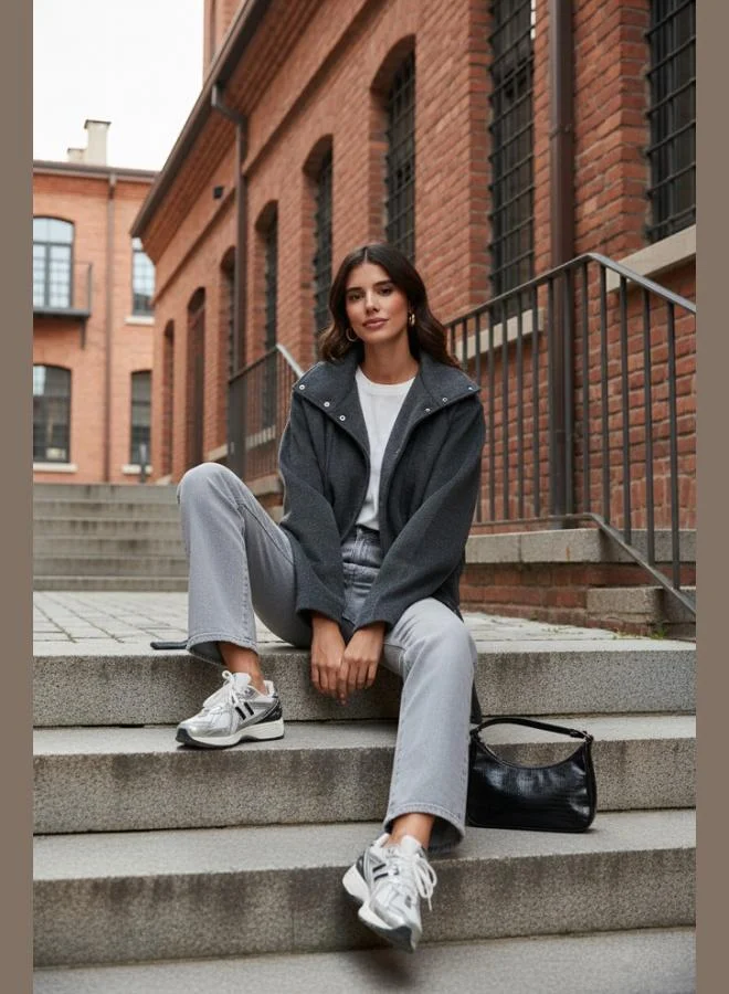 ليلا معطف قصير مبطن من الكشمير بتفاصيل حزام من مزيج القطن من ليلا للنساء