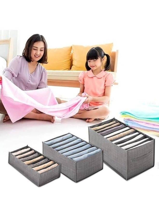 3 Pieces Foldable Clothes Drawer Organizer for Jeans Storage Washable Drawer Divider Drawer Divider for Pants and T-Shirts  - Image 1
