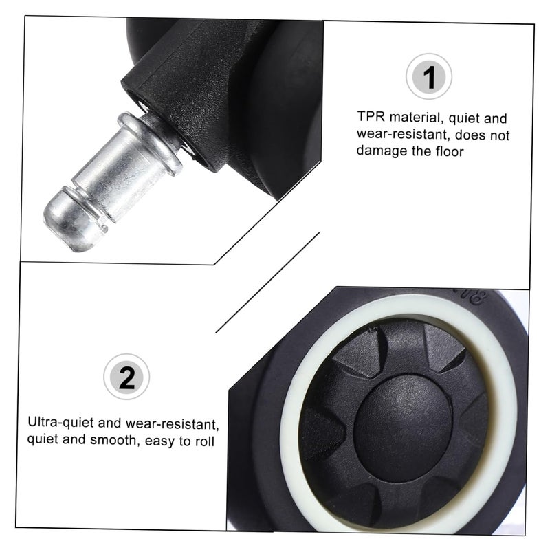 Noiseless 2 Inch Swivel Casters For Office Chairs Set Of 1 No Damage To Floor - Image 5
