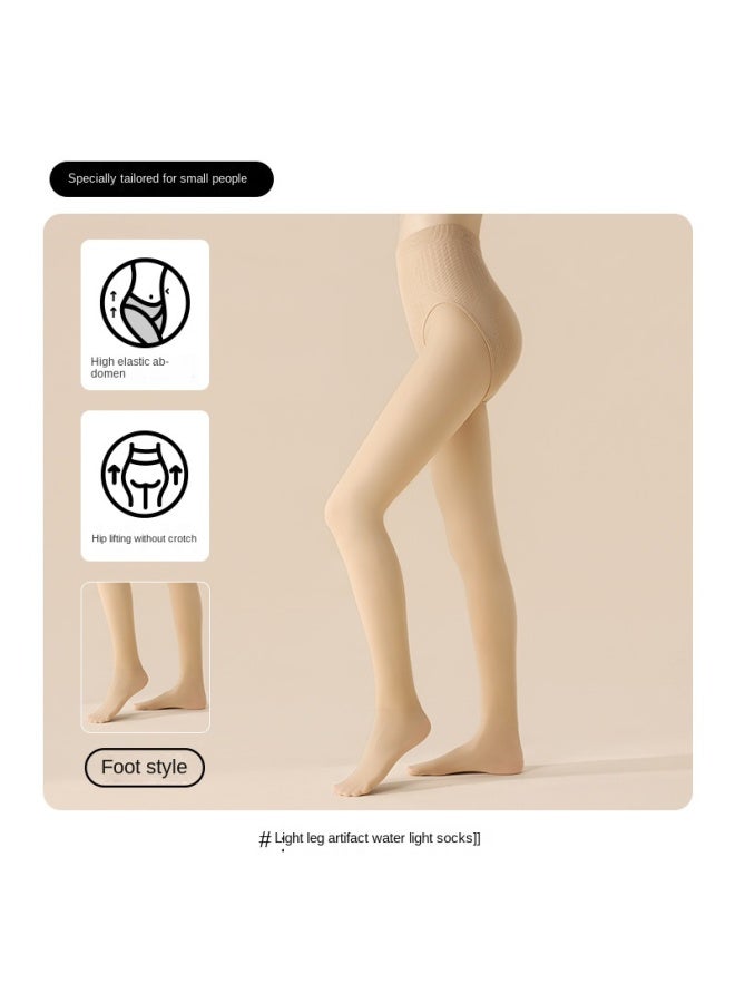 Water-glossy Bare-leg Effect Women's Socks For Autumn And Winter, Non-slip Nude Color Thermal Pantyhose, High-waisted Black Sheer Base Socks