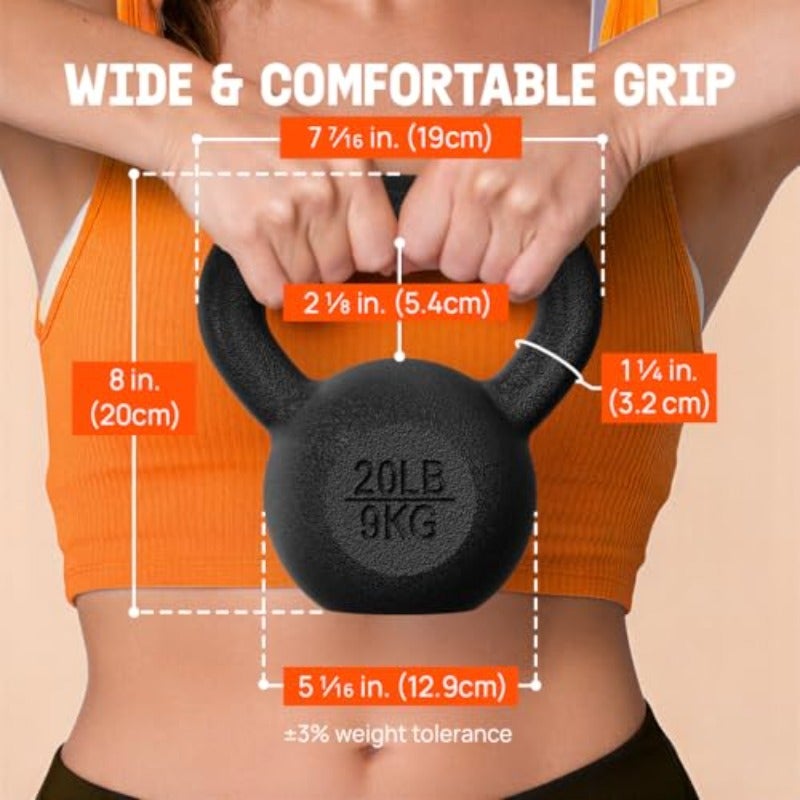 يُت4كل Kettlebell أوزان حديد مصبوب مغطى بودرة - تدريب القوة تمرينات منزلية لتمارين الجسم بالكامل - Image 2