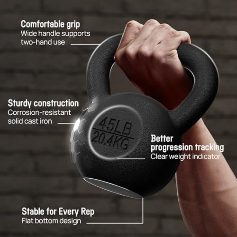 يُت4كل Kettlebell أوزان حديد مصبوب مغطى بودرة - تدريب القوة تمرينات منزلية لتمارين الجسم بالكامل - Image 3