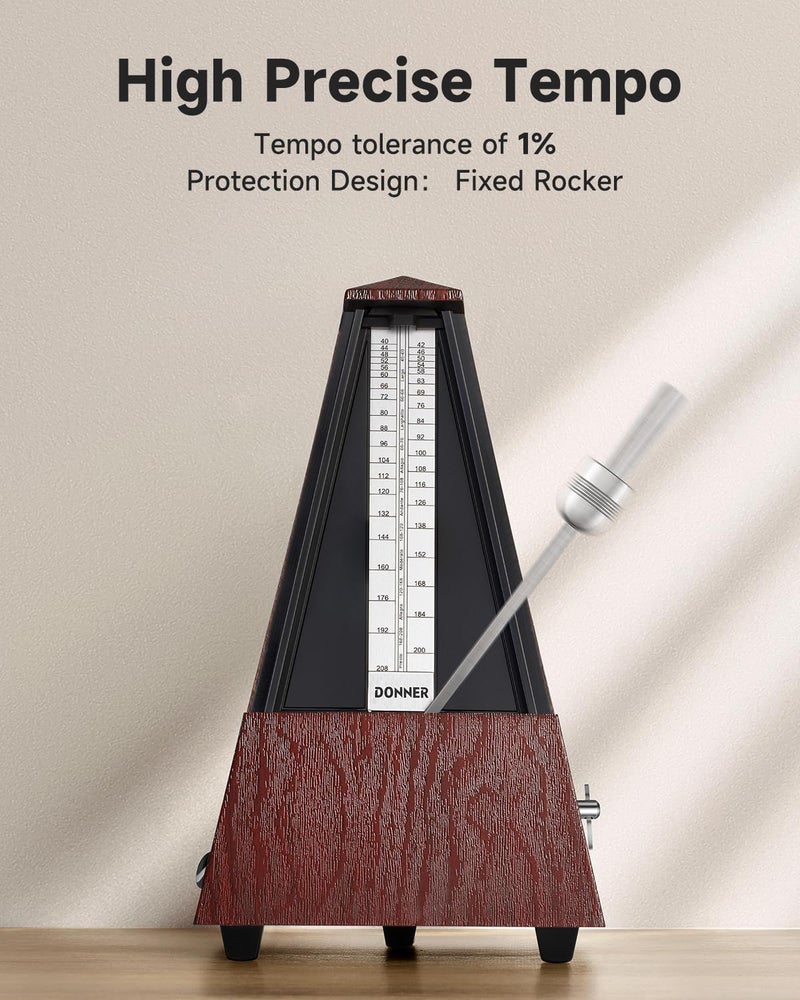 Donner Mechanical Metronome for Piano Guitar Drum Violin Saxophone Musician, Track Beat and Tempo, Loud Sound, Steel Movement, DPM-1 Red - Image 3