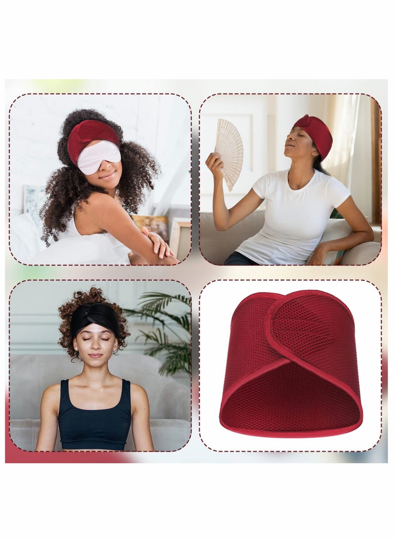 Excefore 4 Pieces Mesh Hair Wraps for Women Sleeping Wrap Scarf Cap Spa Headbands Black and Red Natural Wash Face Sleep Hair Nets - Image 4