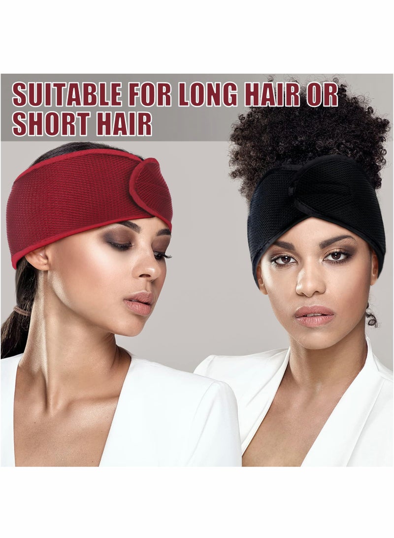 Excefore 4 Pieces Mesh Hair Wraps for Women Sleeping Wrap Scarf Cap Spa Headbands Black and Red Natural Wash Face Sleep Hair Nets - Image 2