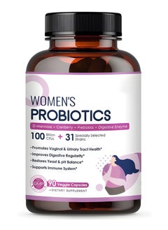 Probiotic Live Women’s Probiotic, 90 Caps 100 Billion CFU 31 Strains, with Organic Prebiotics Cranberry, Digestive Immune, Shelf Stable, Delayed Release, No Soy Gluten Dairy  - Image 1