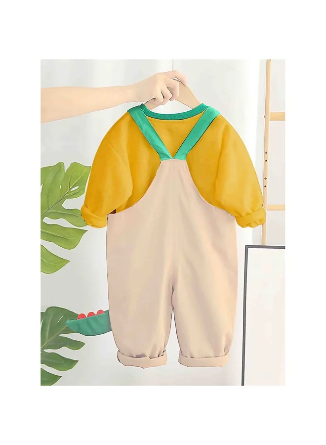LITTLE SURPRISE BOX Yellow 3d Dino Dungary Style 2 pc clothing set for Toddlers/Kids