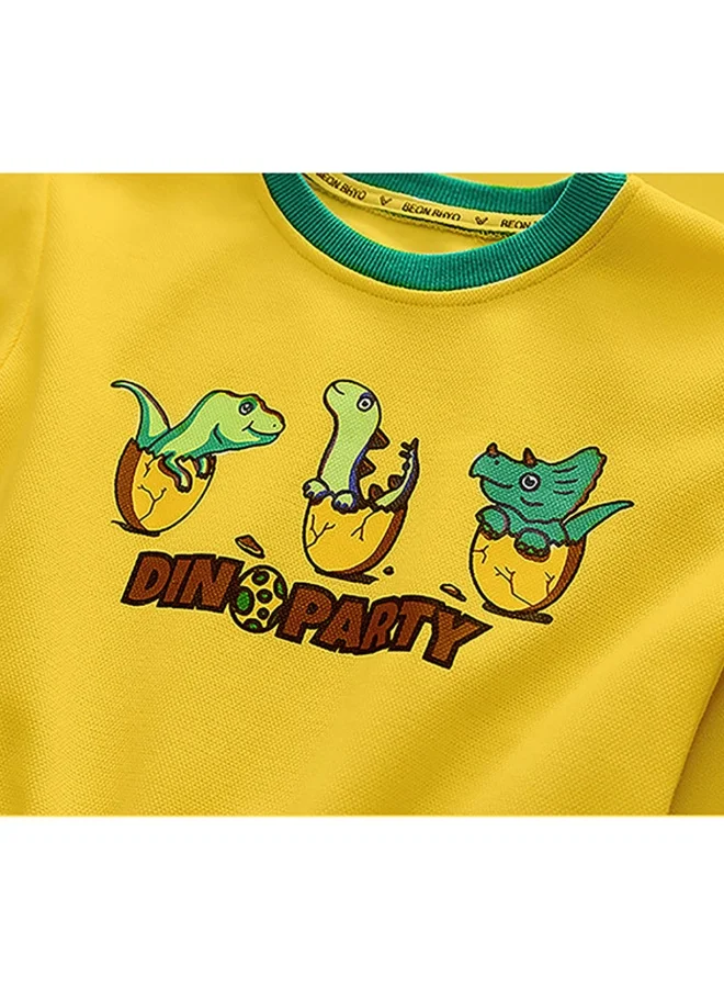 LITTLE SURPRISE BOX Yellow 3d Dino Dungary Style 2 pc clothing set for Toddlers/Kids