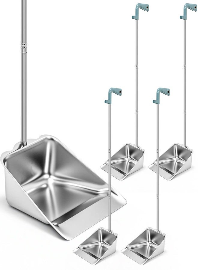 Leumoi 4 Pack of Dust Pans with Long Handle Set, 35" Stainless Steel Long Handled Stand up Dust Pans with Handle for Home, Office, Restaurant, Indoor and Outdoor Floor Cleaning - Image 1