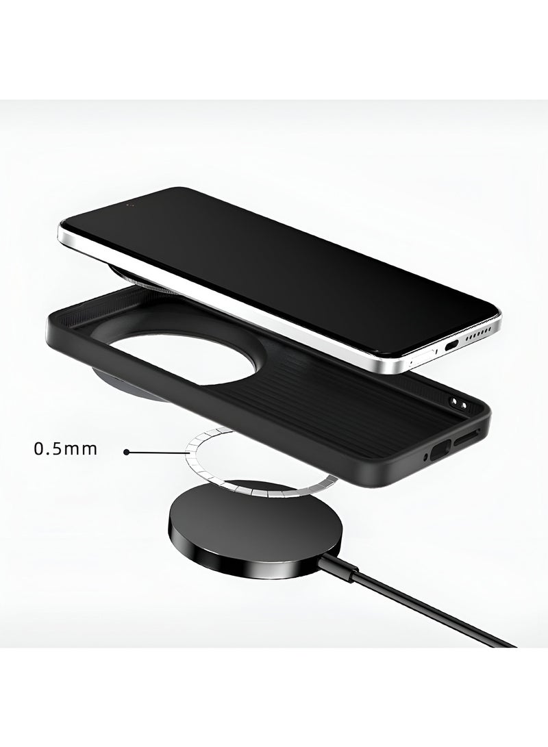 Wtech Xiaomi 15 Ultra 5G 2025 Soft Silicone Carbon Fiber Magsafe Protective Back Case Cover (MCFPSN) - Black - Image 3