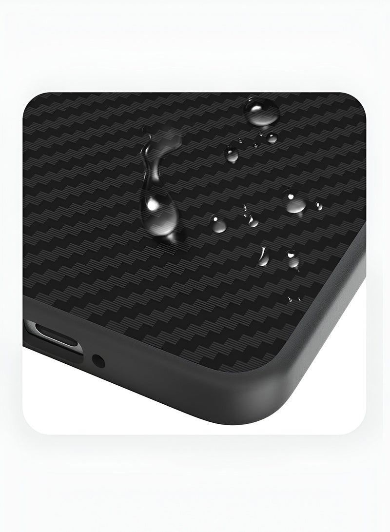 Wtech Xiaomi 15 Ultra 5G 2025 Soft Silicone Carbon Fiber Magsafe Protective Back Case Cover (MCFPSN) - Black - Image 4