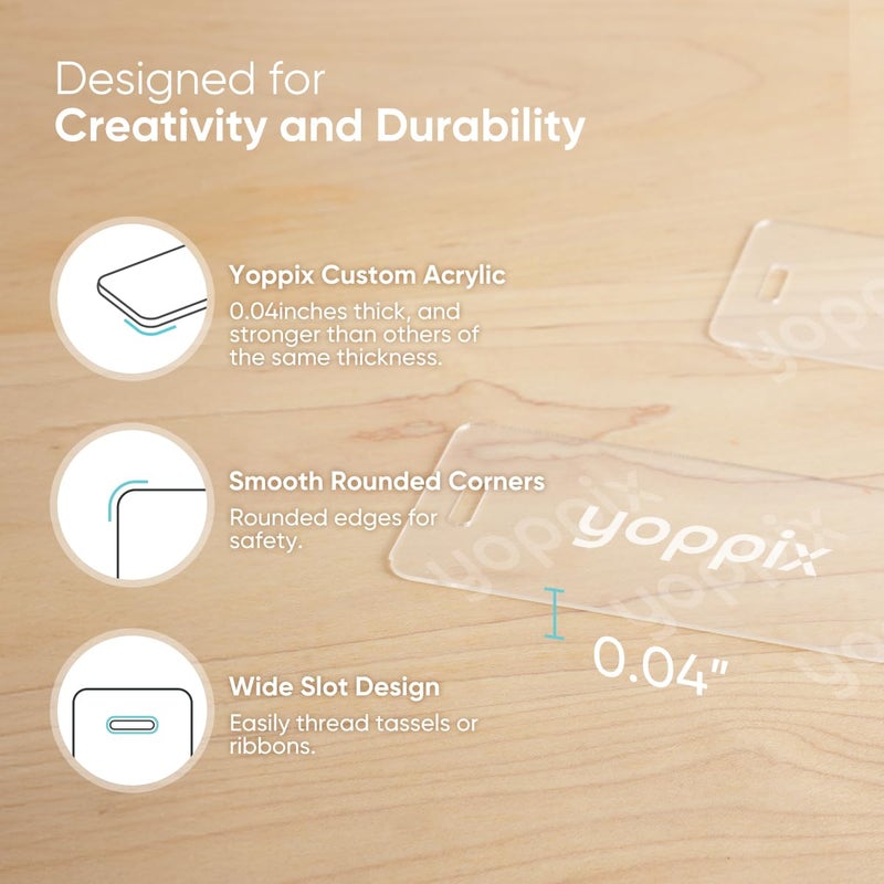 YOPPIX 6x2â€ Acrylic Bookmark Blanks- 30 Pieces Acrylic Bookmark Kit with 30 Pcs Ribbon for Reading Lovers DIY Crafts Hanging Tag Gifts Tag Price Tags, Graduation Back to School Gifts(Semicircle) - Image 4