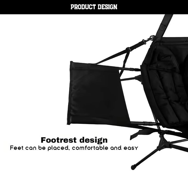 GNOLY Indoor Outdoor Comfortable and Breathable Folding Swing Chair with Carry Bag for Adults Outdoor Camp Lawn Beach Swing Hammock Folding Rocker Camp Chair 1Pcs - Image 2