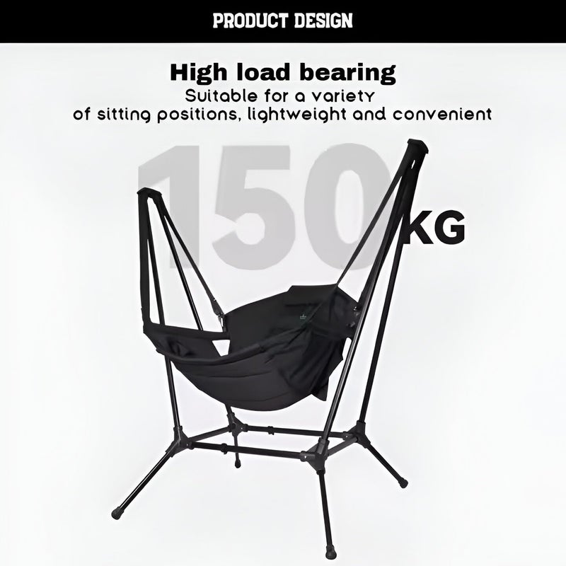 GNOLY Indoor Outdoor Comfortable and Breathable Folding Swing Chair with Carry Bag for Adults Outdoor Camp Lawn Beach Swing Hammock Folding Rocker Camp Chair 1Pcs - Image 3