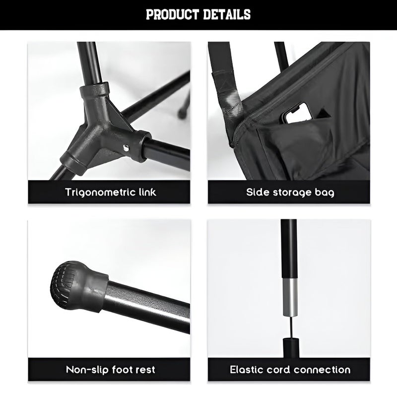 GNOLY Indoor Outdoor Comfortable and Breathable Folding Swing Chair with Carry Bag for Adults Outdoor Camp Lawn Beach Swing Hammock Folding Rocker Camp Chair 1Pcs - Image 5