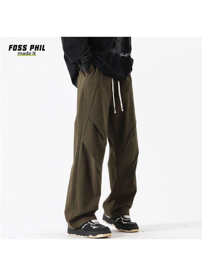 Foss Phil Spring And Summer Pure Cotton Cargo Casual Pants For Men, Loose Wide-leg Breathable Paratrooper Tactical Pants Fpk27 Army Green 2XL - Image 5
