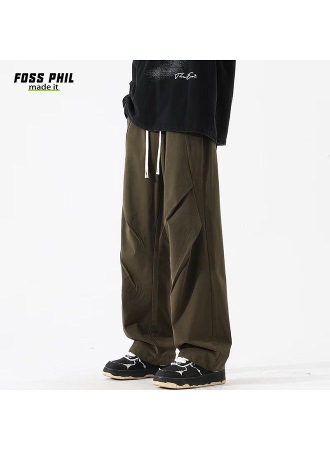 Foss Phil Spring And Summer Pure Cotton Cargo Casual Pants For Men, Loose Wide-leg Breathable Paratrooper Tactical Pants Fpk27 Army Green 2XL - Image 2
