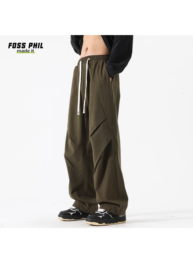 Foss Phil Spring And Summer Pure Cotton Cargo Casual Pants For Men, Loose Wide-leg Breathable Paratrooper Tactical Pants Fpk27 Army Green 2XL - Image 4