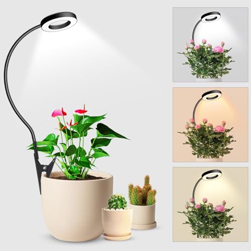 Wolezek 2 in 1 Grow Lights for Indoor Plants, 3 Colors Plant Lights for Indoor Growing with 360° Gooseneck, 48 LEDs Full Spectrum Plant Grow Lights Indoor, 6/12/16H Timer, 5 Brightness, Black 1 Pack - Image 1