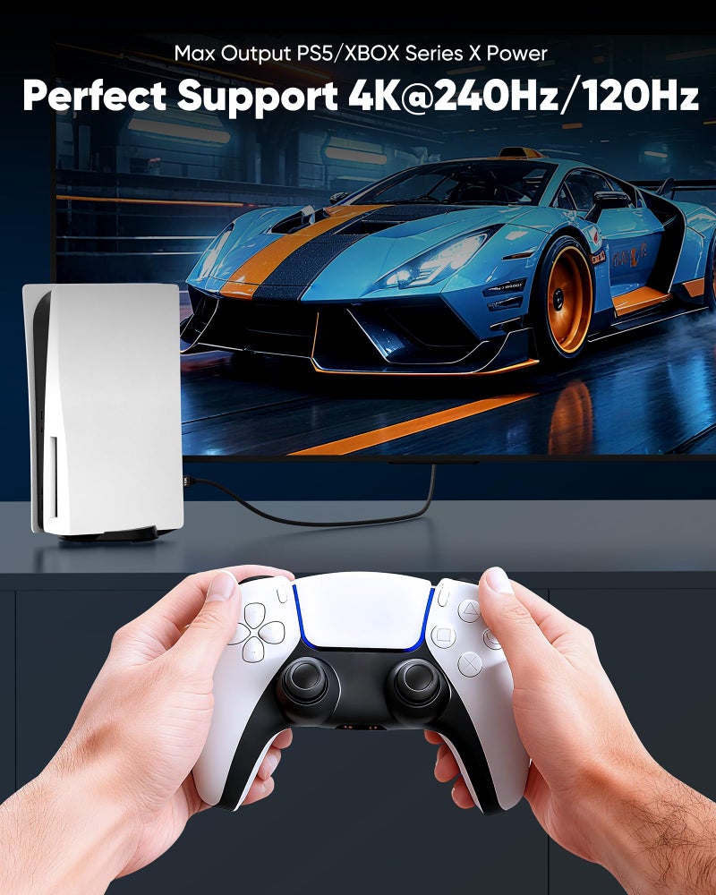 Capshi 96Gbps HDMI Cable 2.2 6.6ft, 16K@60Hz, 8K@120Hz, 4K@240Hz, High Speed Cord for PS5/4, TV, Gaming Console, Monitor, Support HDR, eARC, DTS:X, HDCP 2.2 & 2.3, Braided, Grey - Image 3