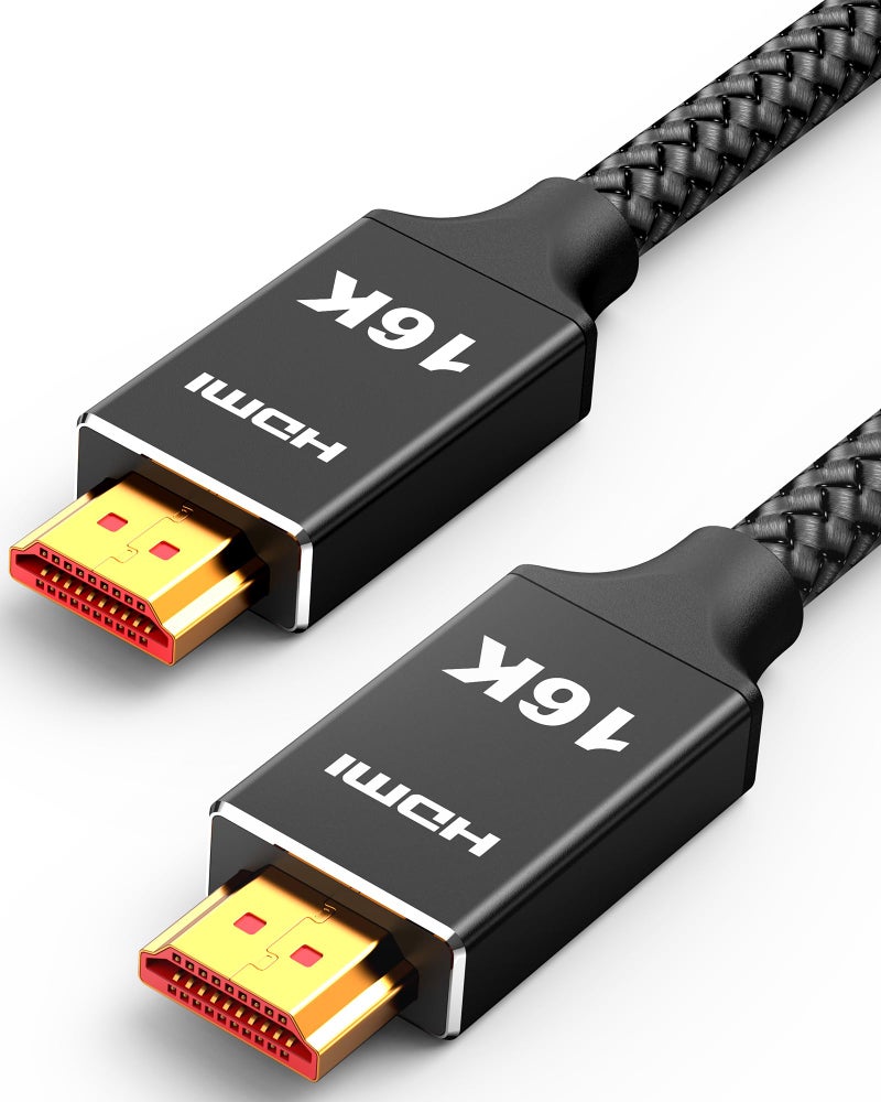 Capshi 96Gbps HDMI Cable 2.2 6.6ft, 16K@60Hz, 8K@120Hz, 4K@240Hz, High Speed Cord for PS5/4, TV, Gaming Console, Monitor, Support HDR, eARC, DTS:X, HDCP 2.2 & 2.3, Braided, Grey - Image 1