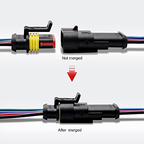 CHCSHH 4 Pin Connector(6 kit), 18 AWG Automotive Electrical Connectors, Waterproof Wire Connectors, 4 Pin Electrical Connectors Waterproof, Plug in Wire Connectors Ideal for Motorcycle, Car, Boat - Image 2