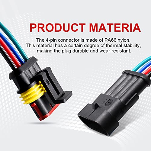 CHCSHH 4 Pin Connector(6 kit), 18 AWG Automotive Electrical Connectors, Waterproof Wire Connectors, 4 Pin Electrical Connectors Waterproof, Plug in Wire Connectors Ideal for Motorcycle, Car, Boat - Image 5