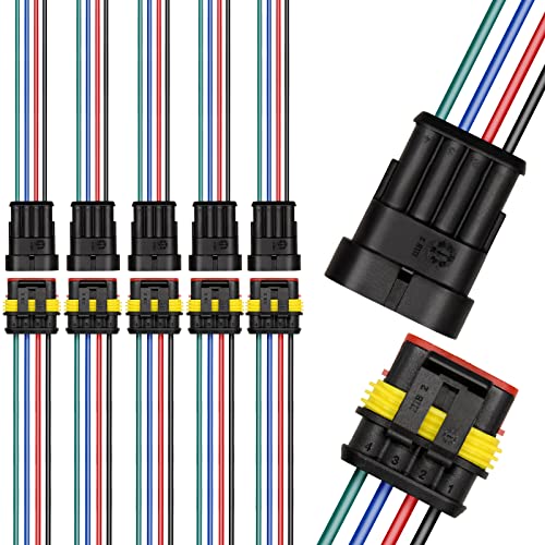 CHCSHH 4 Pin Connector(6 kit), 18 AWG Automotive Electrical Connectors, Waterproof Wire Connectors, 4 Pin Electrical Connectors Waterproof, Plug in Wire Connectors Ideal for Motorcycle, Car, Boat - Image 1