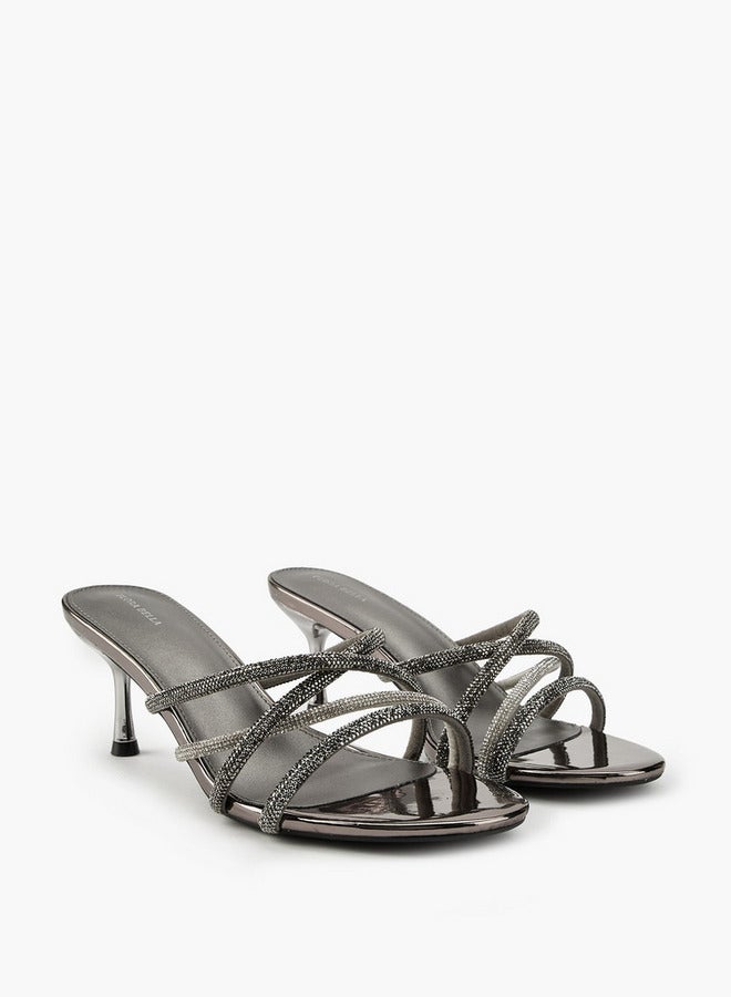 Flora Bella By Shoexpress Embellished Slip-On Sandals with Stiletto Heels - Image 1