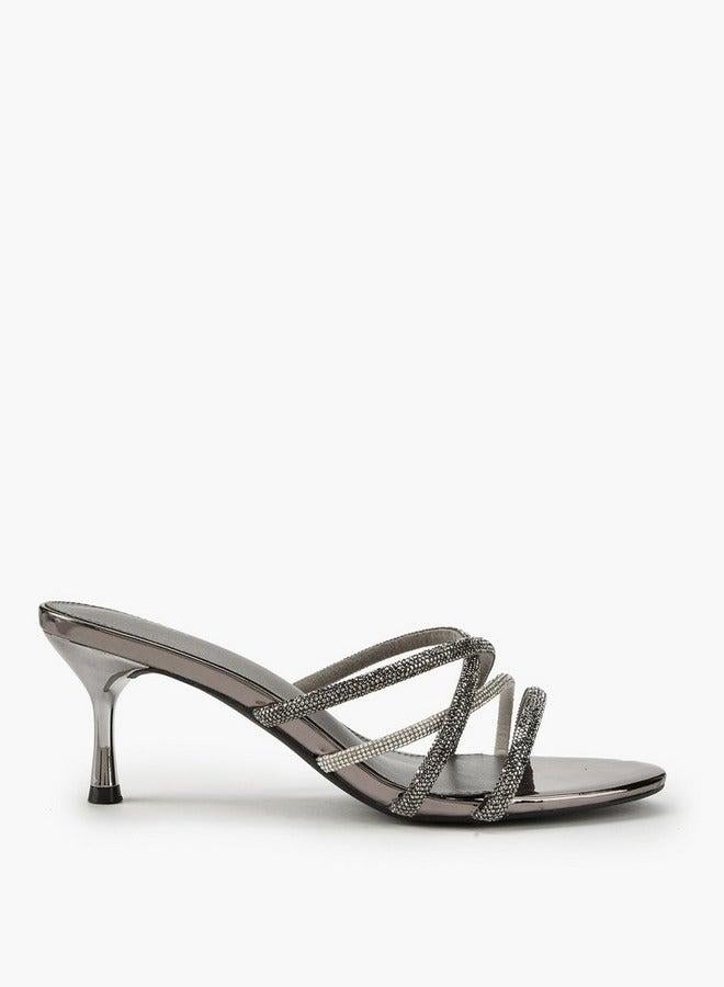 Flora Bella By Shoexpress Embellished Slip-On Sandals with Stiletto Heels - Image 3