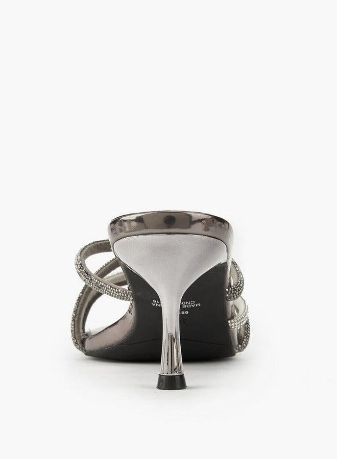 Flora Bella By Shoexpress Embellished Slip-On Sandals with Stiletto Heels - Image 5