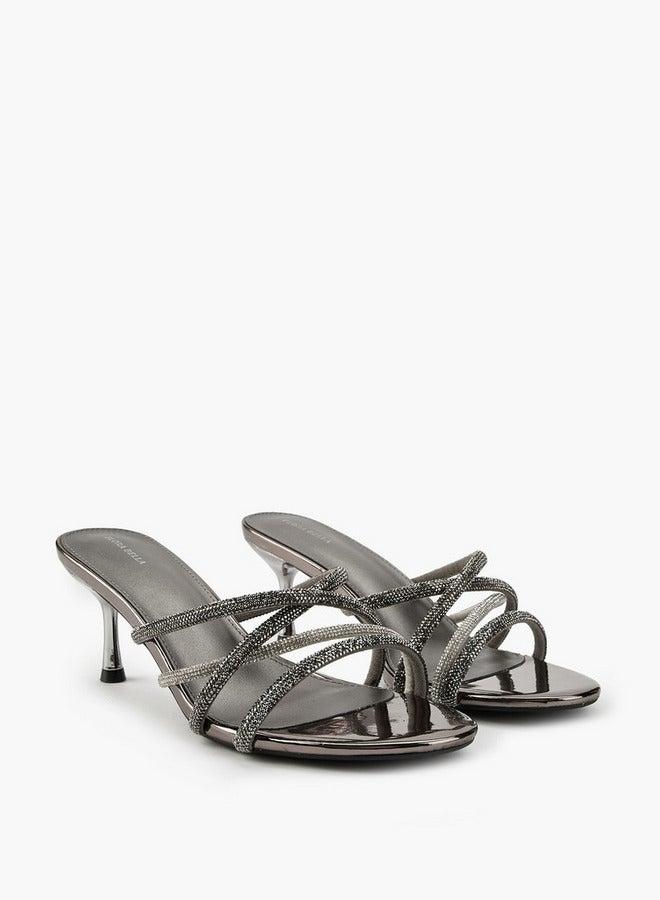 Flora Bella By Shoexpress Embellished Slip-On Sandals with Stiletto Heels - Image 2