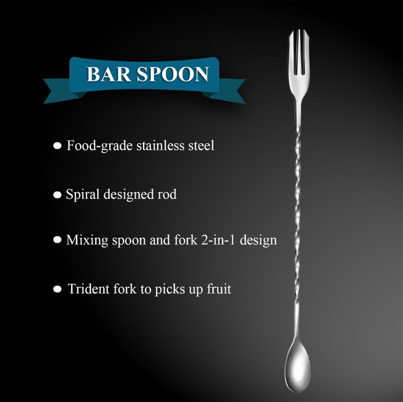 Ortarco 10 Inch Stainless Steel Muddler for Cocktail and 10 Inch Mixing Bar Spoon, 2 Pices Home Bar Tool Set - Image 3