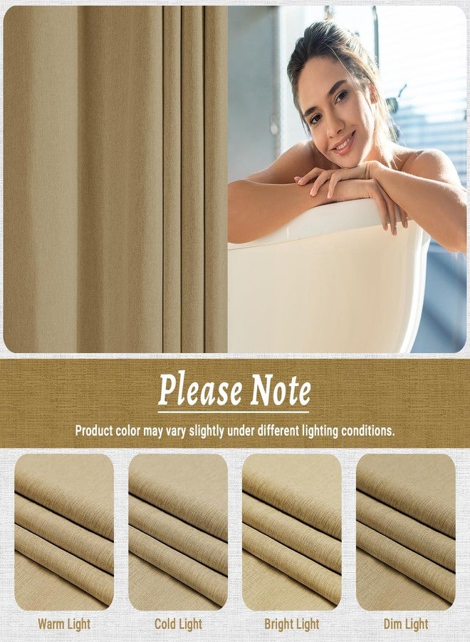 WONICY No Hook Shower Curtain with Snap in Liner, Polyester Textured Shower Curtain with Liner Set, Waterproof Washable Hotel Style Shower Curtains for Bathroom, 71Wx74H, Khaki - Image 5