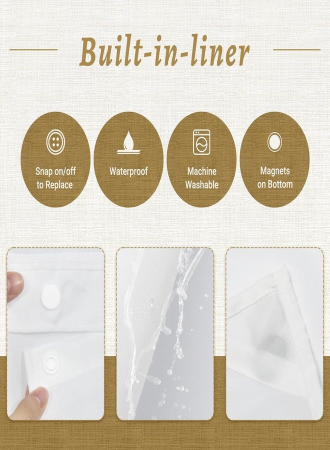WONICY No Hook Shower Curtain with Snap in Liner, Polyester Textured Shower Curtain with Liner Set, Waterproof Washable Hotel Style Shower Curtains for Bathroom, 71Wx74H, Khaki - Image 4