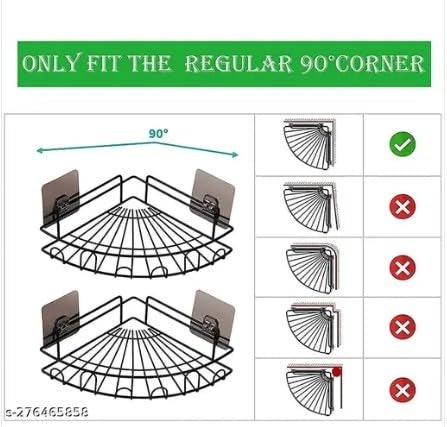 ECOMOLOGY إيكومولوجي 1 قطعة رف زاوية ذاتي اللصق للزوايا، منظم حمام - رف زاوية حمام مع ملصق سحري (أسود) - Image 2