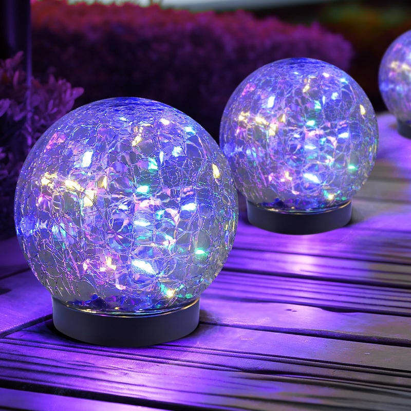 JKIMK Solar Globe Lights Outdoor WaterproofSolar Balls for GardenCracked Glass Ball Lights OutdoorSolar Orbs for OutsideDecorations for Patio and Yard Lawn Backyard Decor