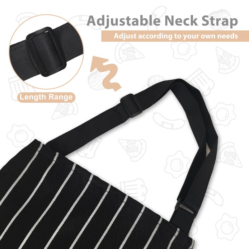 VALOME 2 Pack Kitchen Aprons, Apron for Cooking with 2 Pockets, Unisex Adjustable Neck Strap Chef Aprons for Men Women (BLACK & BROWN) - Image 4