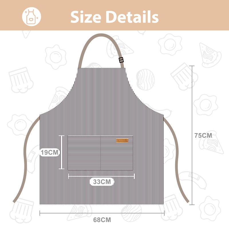 VALOME 2 Pack Kitchen Aprons, Apron for Cooking with 2 Pockets, Unisex Adjustable Neck Strap Chef Aprons for Men Women (BLACK & BROWN) - Image 2