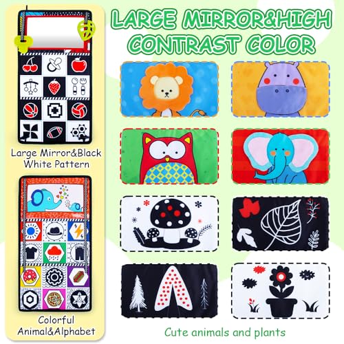 teytoy Tummy Time Sensory Toy Infant Toys Newborn High Contrast Development Toy with Crinkle Cloth Book Teethers Strengthens Neck Core 2 3 4 5 06 Month Montessori Crawling Visual Stimulation Toys - Image 5