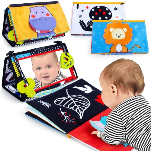 teytoy Tummy Time Sensory Toy Infant Toys Newborn High Contrast Development Toy with Crinkle Cloth Book Teethers Strengthens Neck Core 2 3 4 5 06 Month Montessori Crawling Visual Stimulation Toys - Image 1