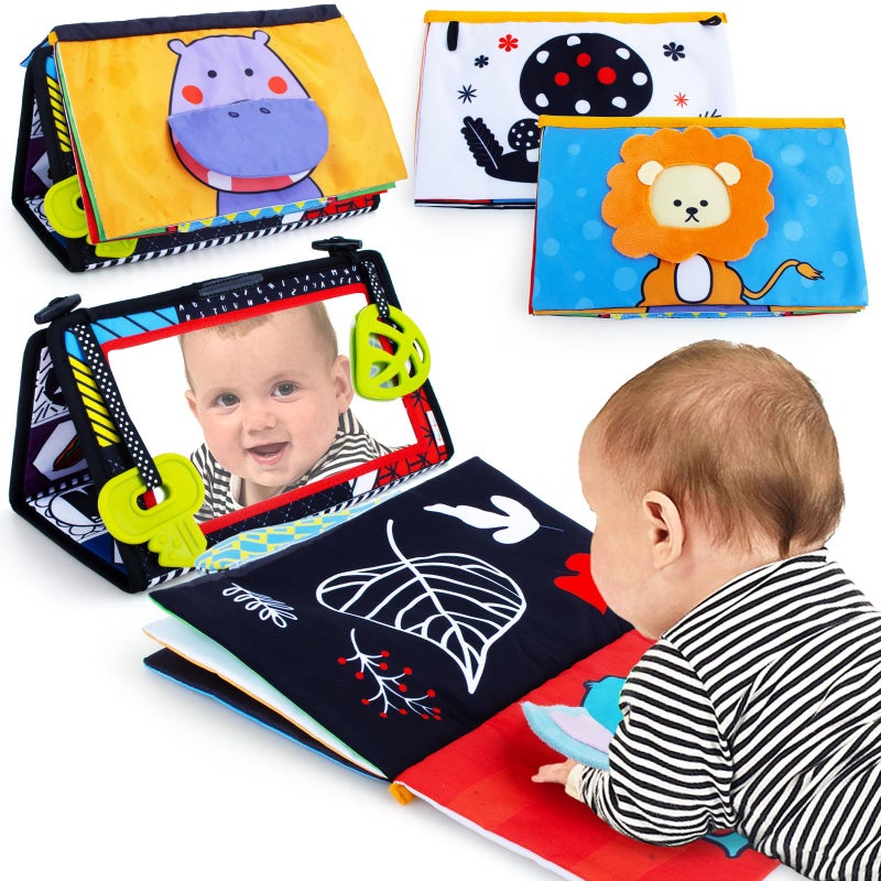 teytoy Tummy Time Sensory Toy Infant Toys Newborn High Contrast Development Toy with Crinkle Cloth Book Teethers Strengthens Neck Core 2 3 4 5 06 Month Montessori Crawling Visual Stimulation Toys - Image 4