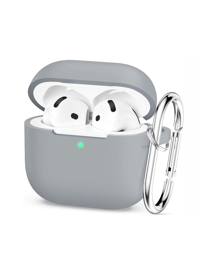 QIRG Silicone Protective Case Cover for AirPods 4/Airpods 4 ANC with Keychain (Grey) - Image 1