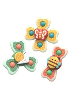 Baby Suction Cup Spinning Educational Toy Spinning Top Fun Bathing Early Education Toy (Butterfly and Bee Style 3-pack)
