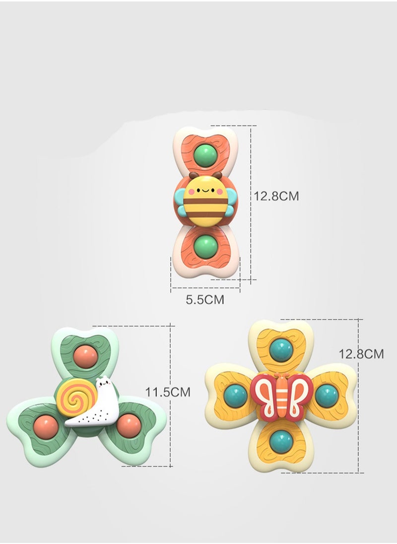 Generic - Baby Suction Cup Spinning Educational Toy Spinning Top Fun Bathing Early Education Toy (Butterfly and Bee Style 3-pack) - Image 1