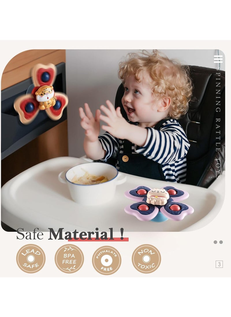 Generic - Baby Suction Cup Spinning Educational Toy Spinning Top Fun Bathing Early Education Toy (Butterfly and Bee Style 3-pack) - Image 1